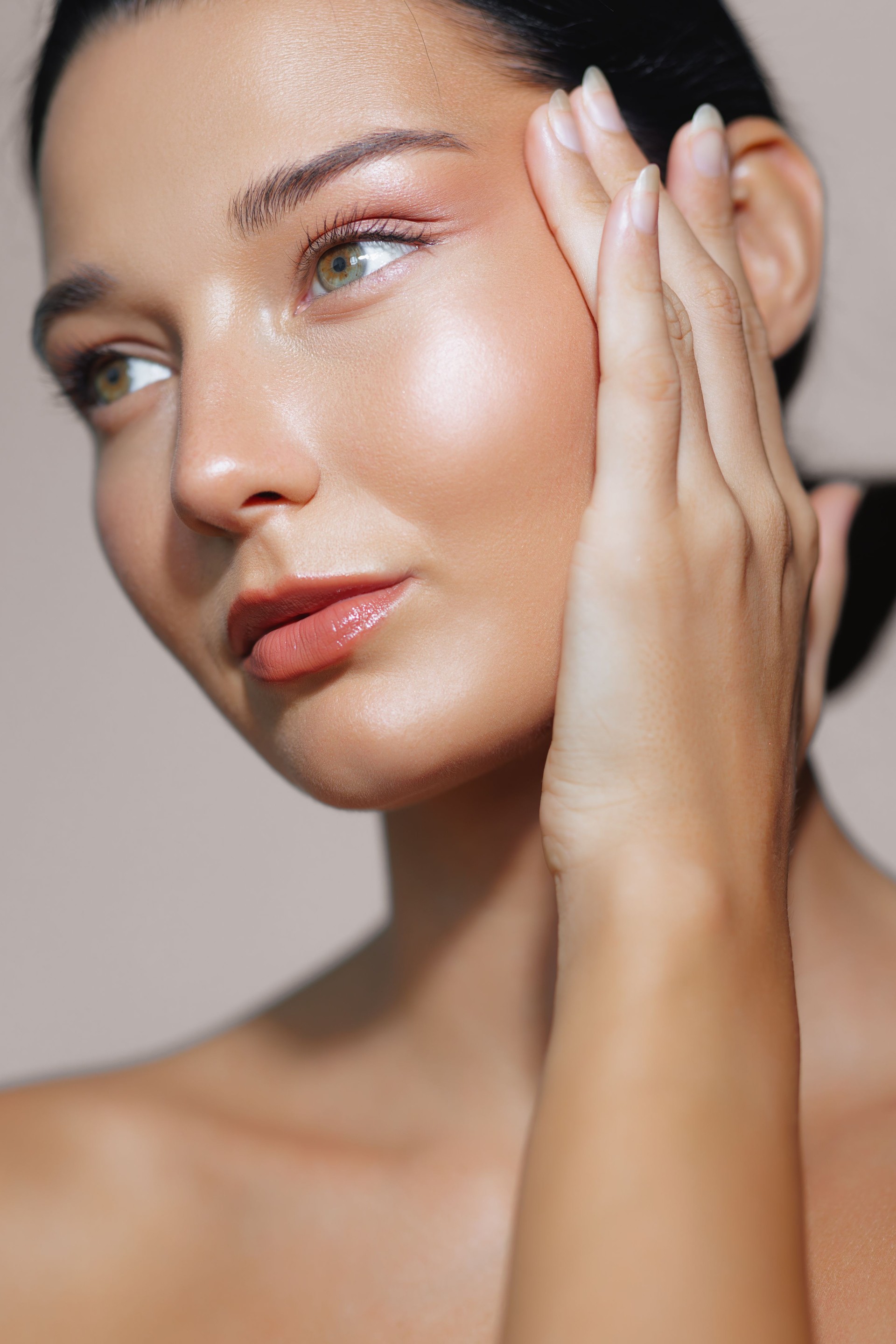 Closeup Of Latina Woman Highlighting Smooth Skin And Youthful Glow